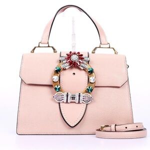 Miu Miu Lady Madras Pink Satchel with Jewel Embellishment